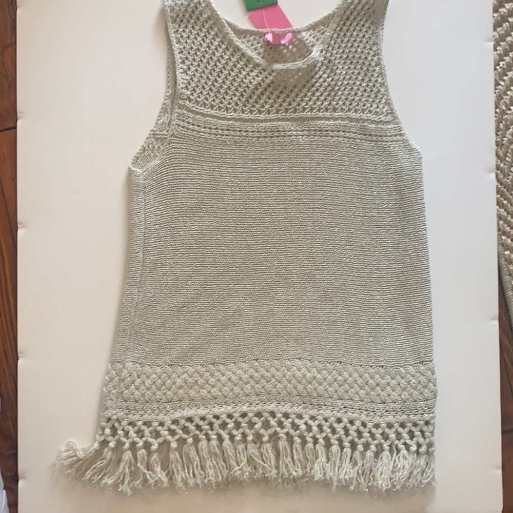 lilly pulitzer limon sweater gold metalli nwt
